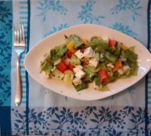 Satinka's Favorite Greek Salad made with all organic ingredients